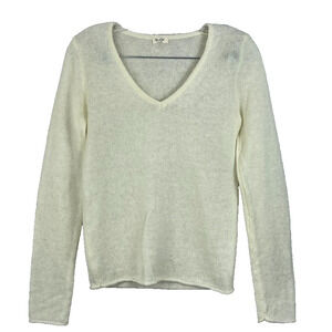 John Galt Sweater Top Womens OS Ivory Mohair Wool Blend Loose Knit Dainty